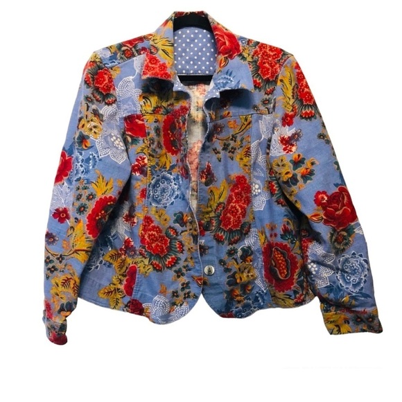 Vintage Floral Red & Blue Blazer - Picture 2 of 5